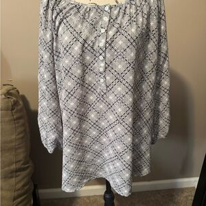 Croft & Barrow Black and White Checkered Blouse